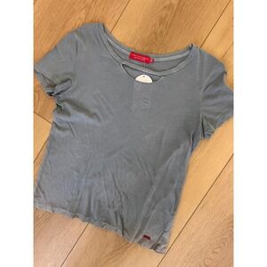 n:PHILANTHROPY Allen Tee Gray T Shirt Top Cut Out‎ Raw Edge Womens XS